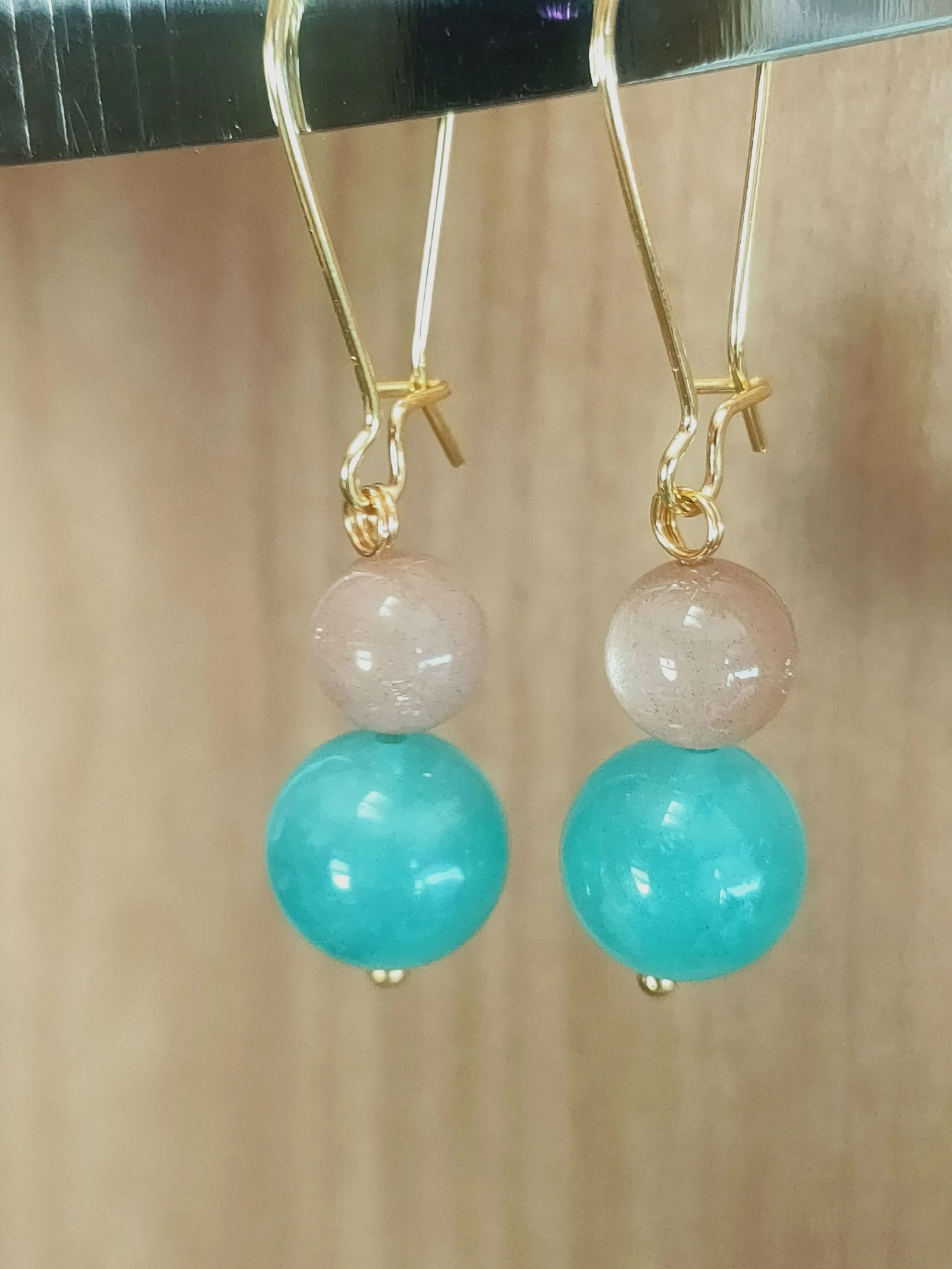 Un par de aretes de amazonita y Piedra de Luna – photo 8